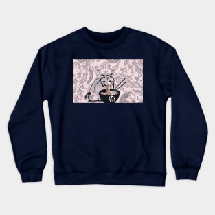 Anime Cat Eating Ramen Aesthetic Crewneck Sweatshirt